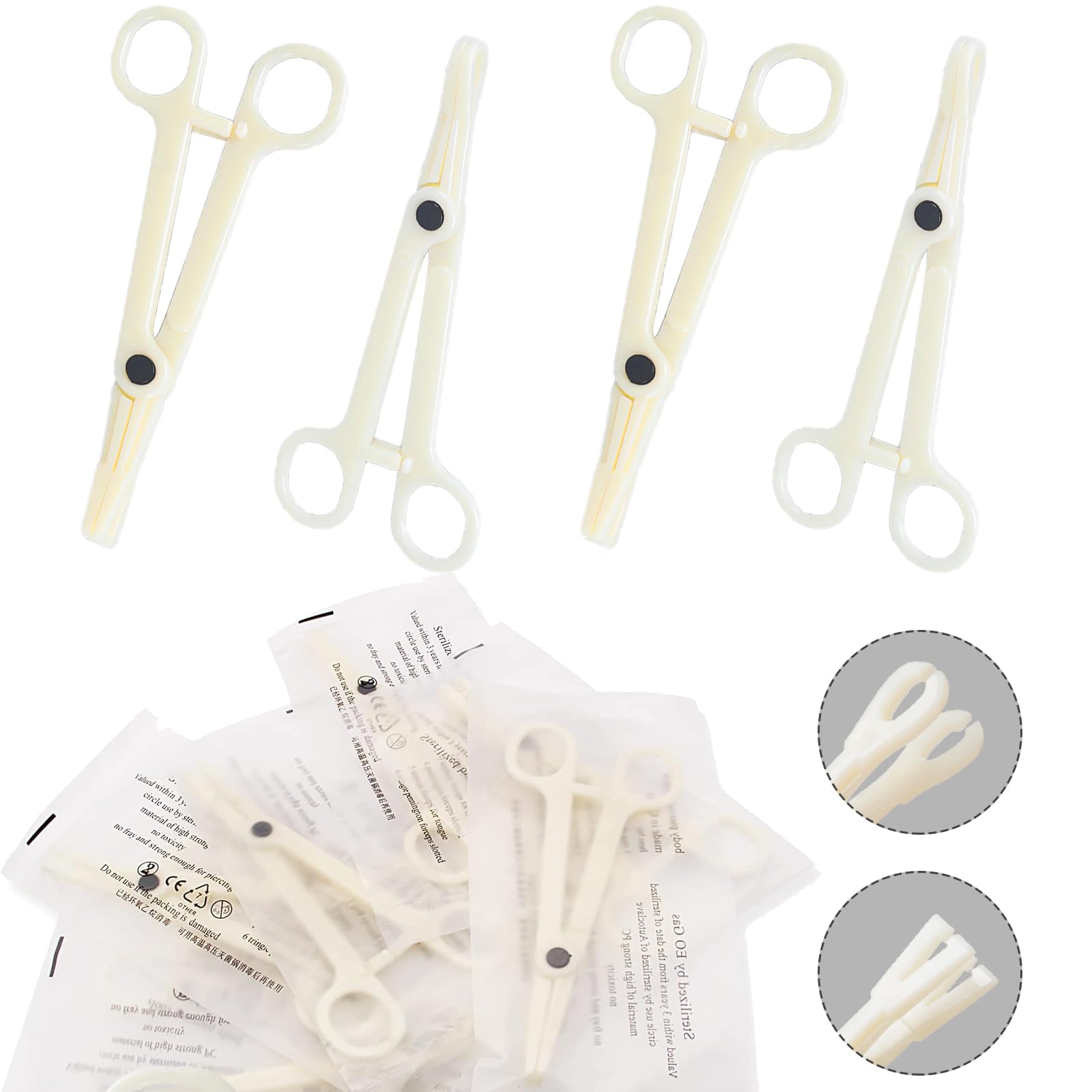 YONGDA Piercing Clamps Set 20pcs – Disposable PVC, Self-Locking, Round & Triangle Slotted