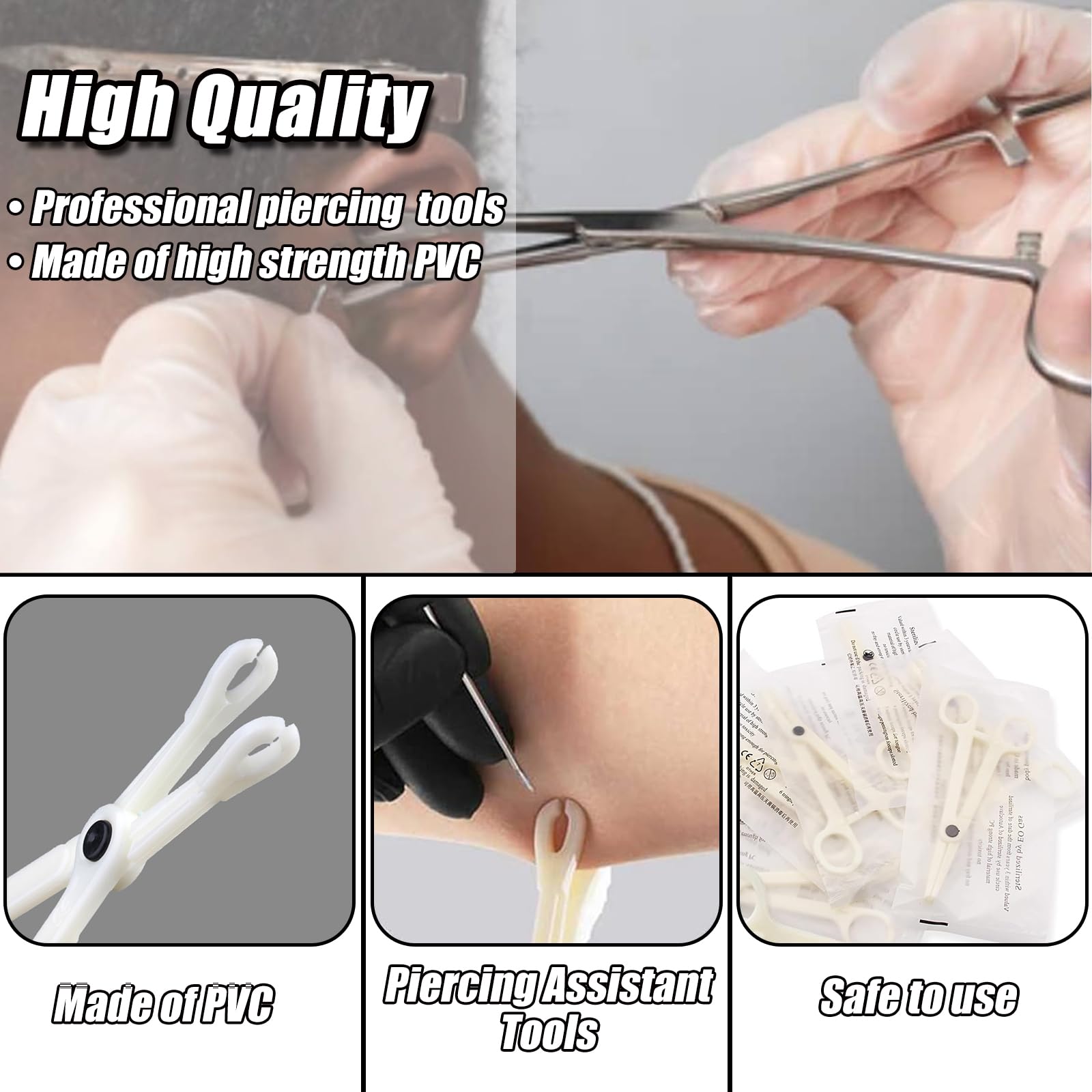 YONGDA Piercing Clamps Set 20pcs – Disposable PVC, Self-Locking, Round & Triangle Slotted