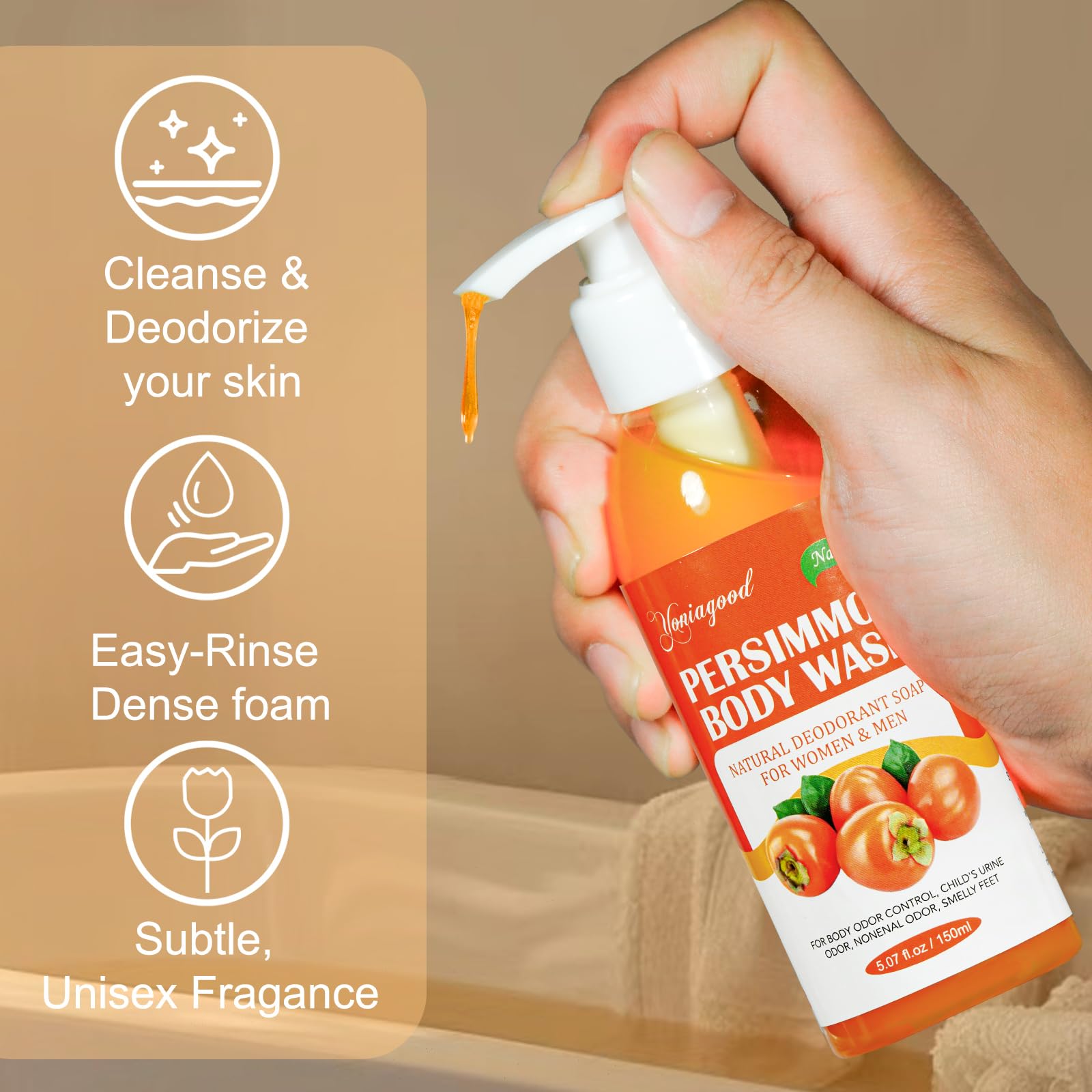 2-Pack Persimmon Body Wash for Odor Control | Yoniagood