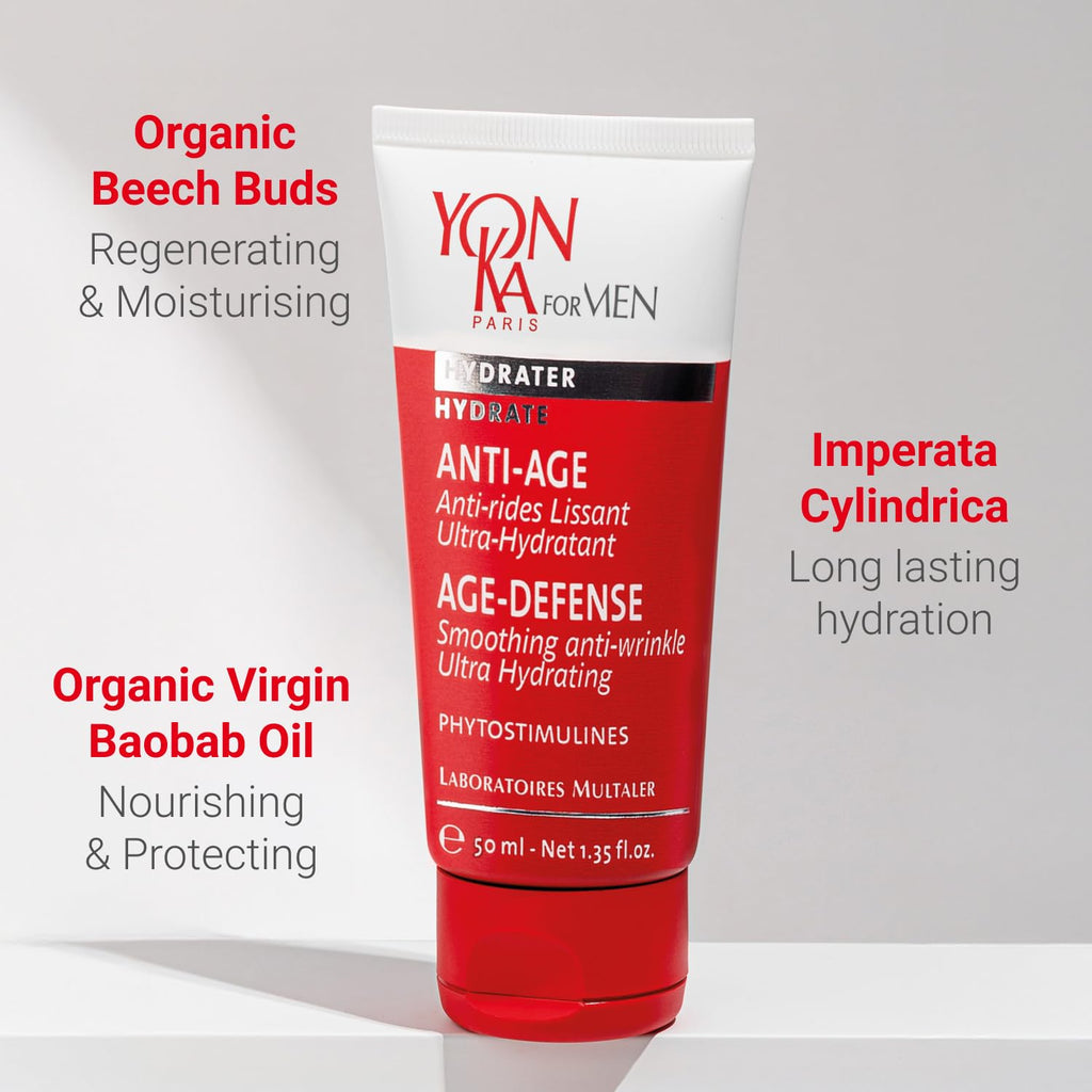 Yon-Ka Mens Age Defense Moisturizer | Anti-Aging Daily Face Lotion for Dry, Mature Skin