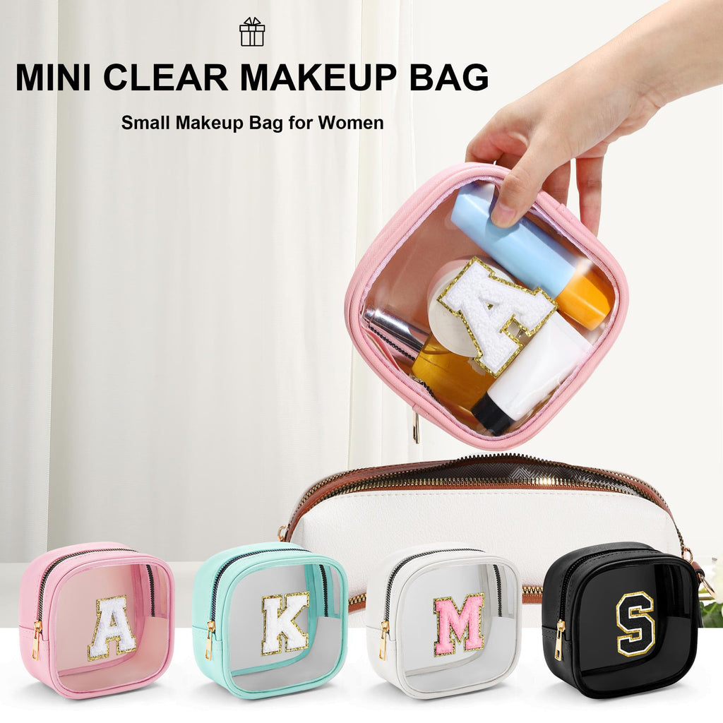 YOOLIFE Initial Clear Makeup Bag – Clear Travel Toiletry Bag for Women, Large 13.2in x 3.1in x 5.9in