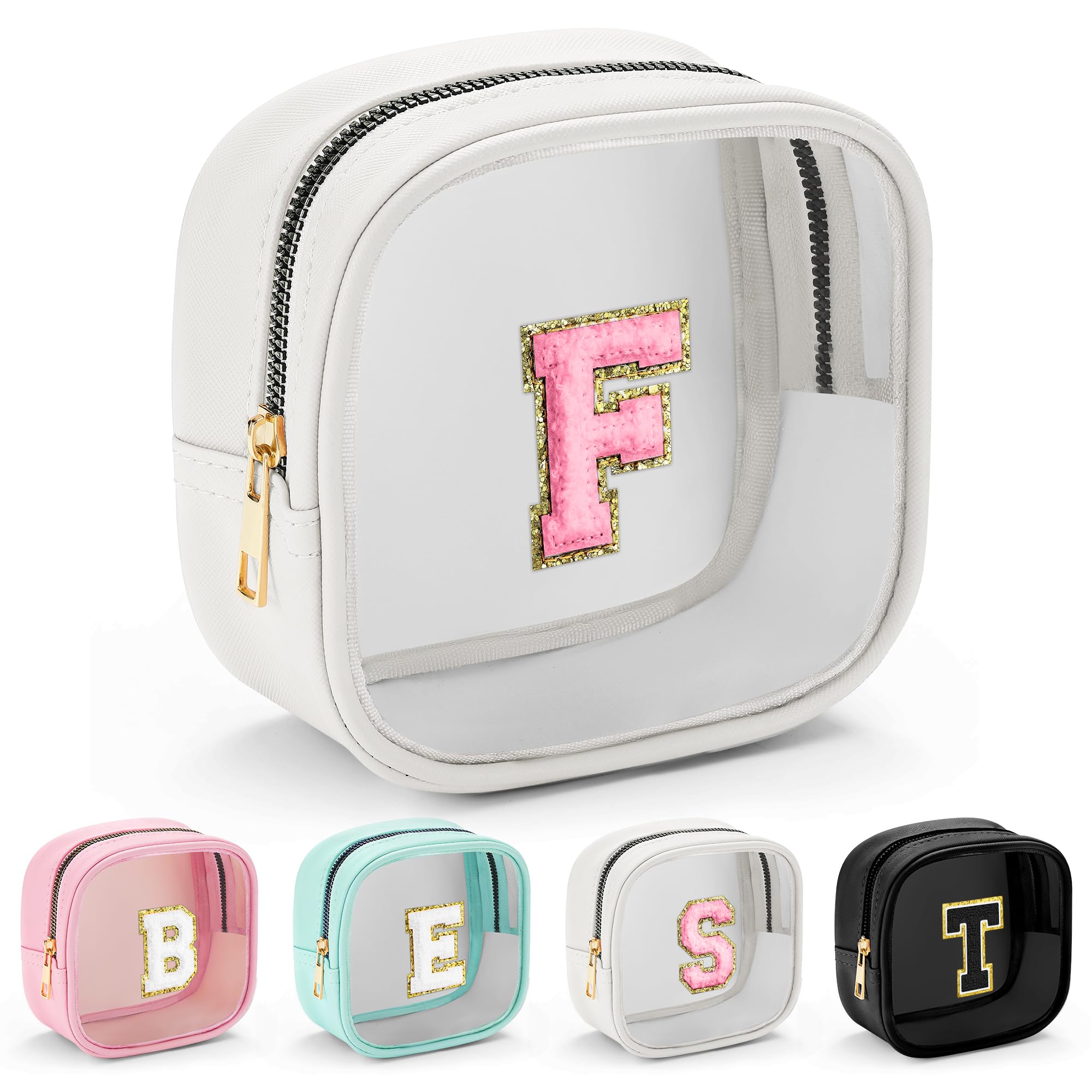 YOOLIFE Initial Clear Makeup Bag – Clear Travel Toiletry Bag for Women, Large 13.2in x 3.1in x 5.9in