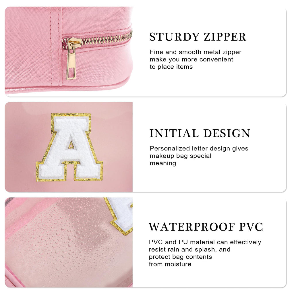 YOOLIFE Clear Makeup Bag – Valentine Gift for Teens & Teachers, Travel Essentials (Pink)
