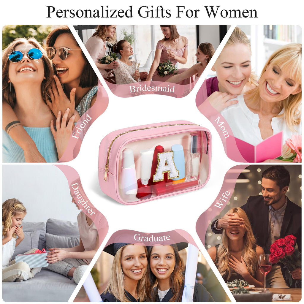 YOOLIFE Clear Makeup Bag – Valentine Gift for Teens & Teachers, Travel Essentials (Pink)