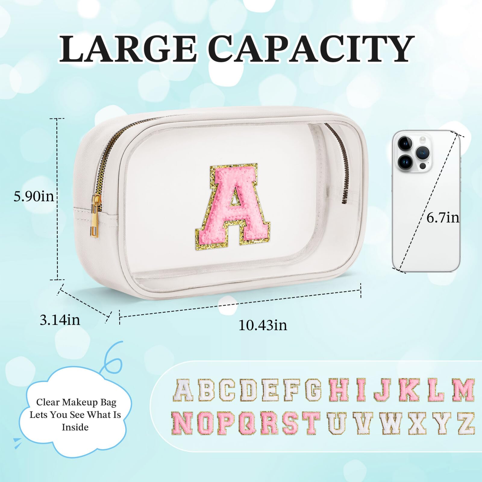 YOOLIFE Clear Travel Makeup Bag for Kids – Gift-Ready Cosmetic Bag for Girls