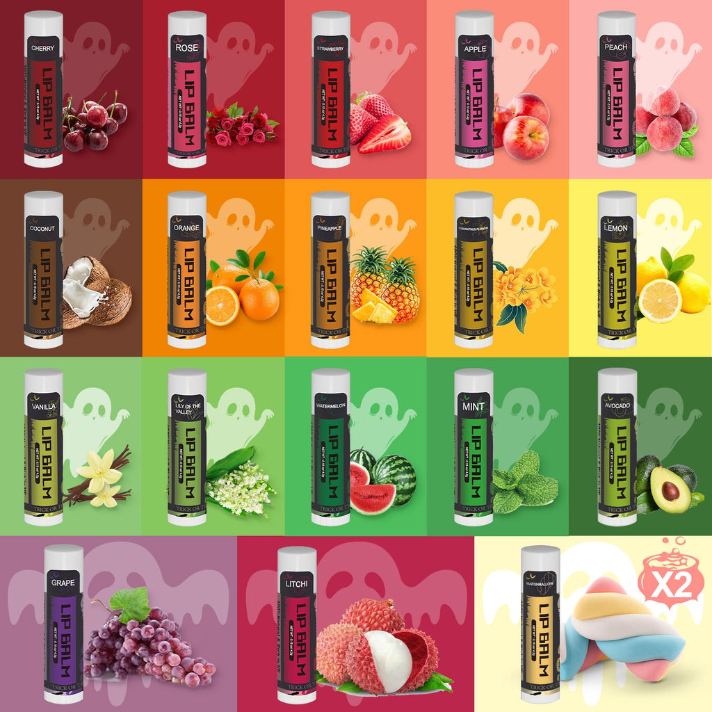 Yopela 76-Pack Halloween Lip Balm Party Favors – 18 Flavors, Vitamin E & Coconut Oil Lip Care Set