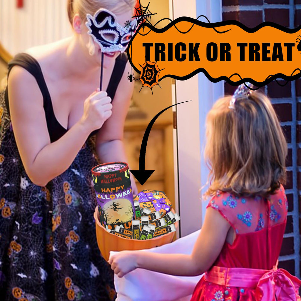 Yopela 76-Pack Halloween Lip Balm Party Favors – 18 Flavors, Vitamin E & Coconut Oil Lip Care Set