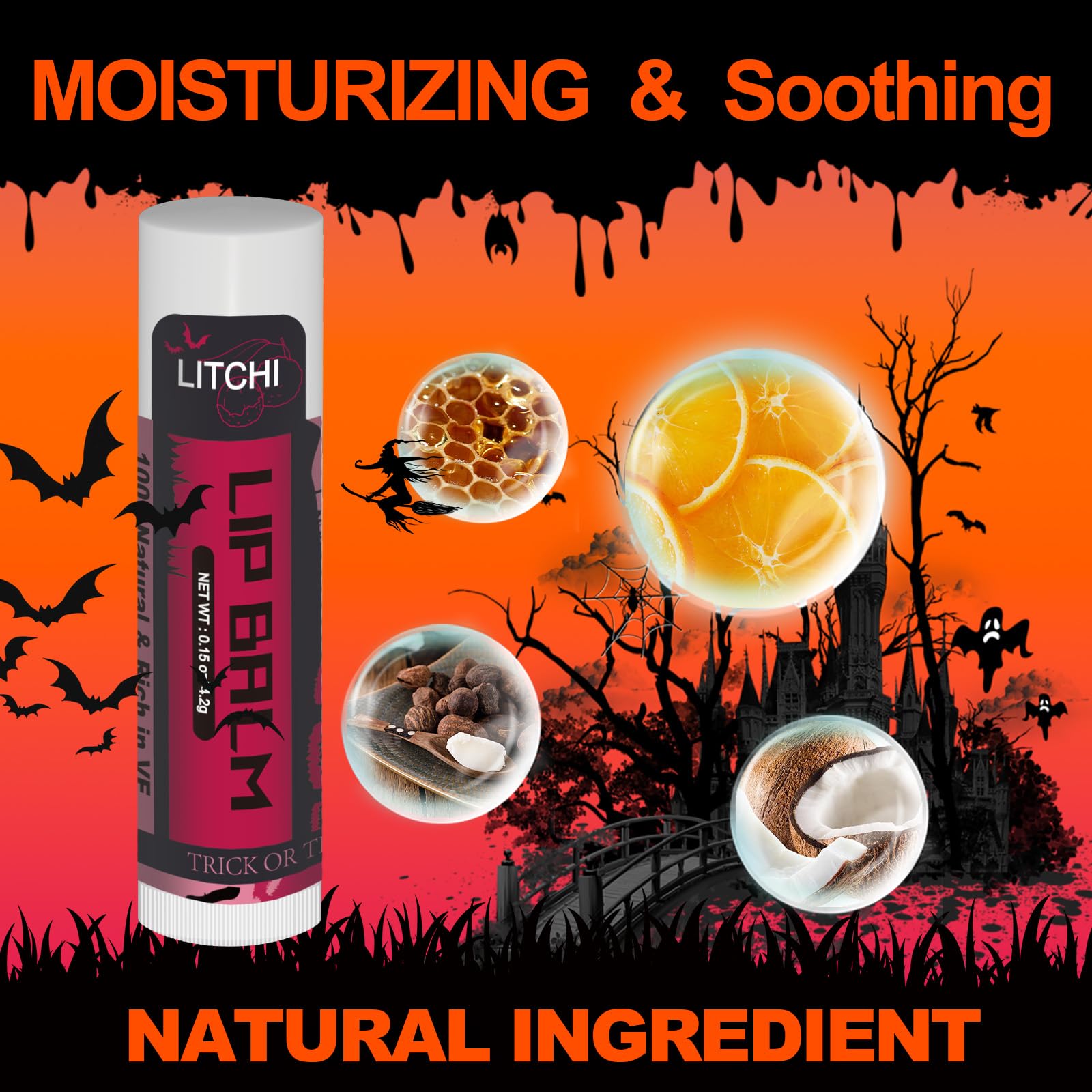 Yopela 76-Pack Halloween Lip Balm Party Favors – 18 Flavors, Vitamin E & Coconut Oil Lip Care Set