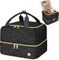 YOREPEK Travel Makeup Organizer Bag – 2-Layer Portable Cosmetic Case for Women (Black)