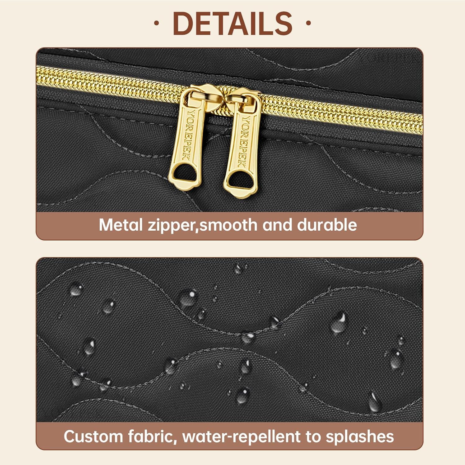 YOREPEK Travel Makeup Organizer Bag – 2-Layer Portable Cosmetic Case for Women (Black)