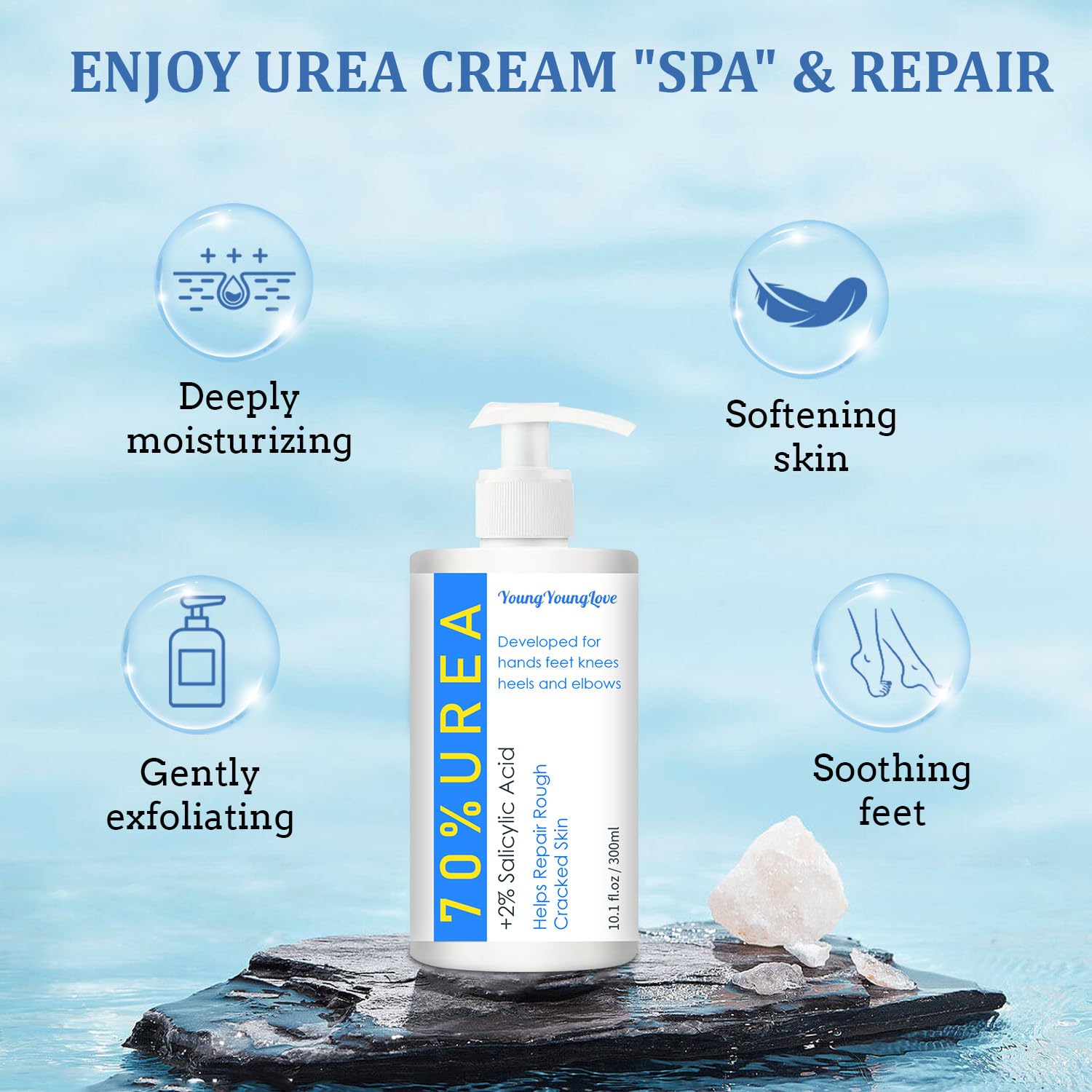 YOUNGYOUNGLOVE 70% Urea Cream with 2% Salicylic Acid – 10.1 oz