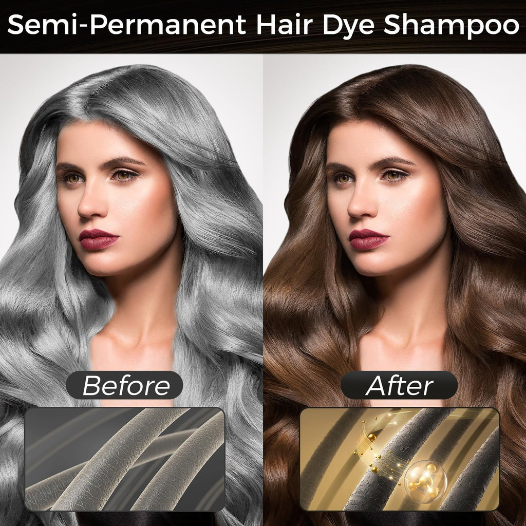 YOURTONE Hair Dye Shampoo 3-in-1: Gray Coverage & Plant-Based Formula (16.9 fl oz)