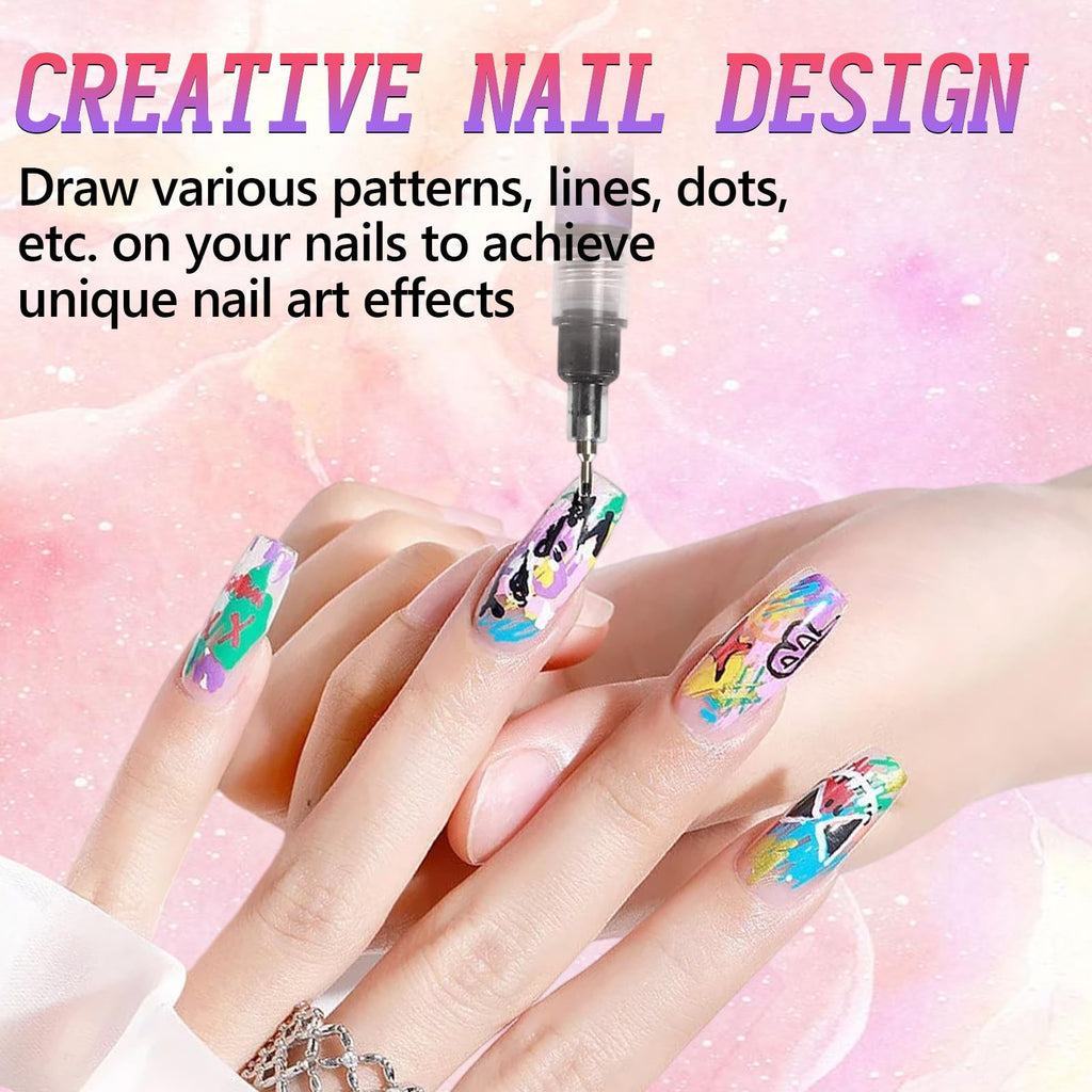 YOUSHEME 12 Color Nail Art Pens Set – 0.5mm Quick-Dry Nail Markers for DIY Nail Art