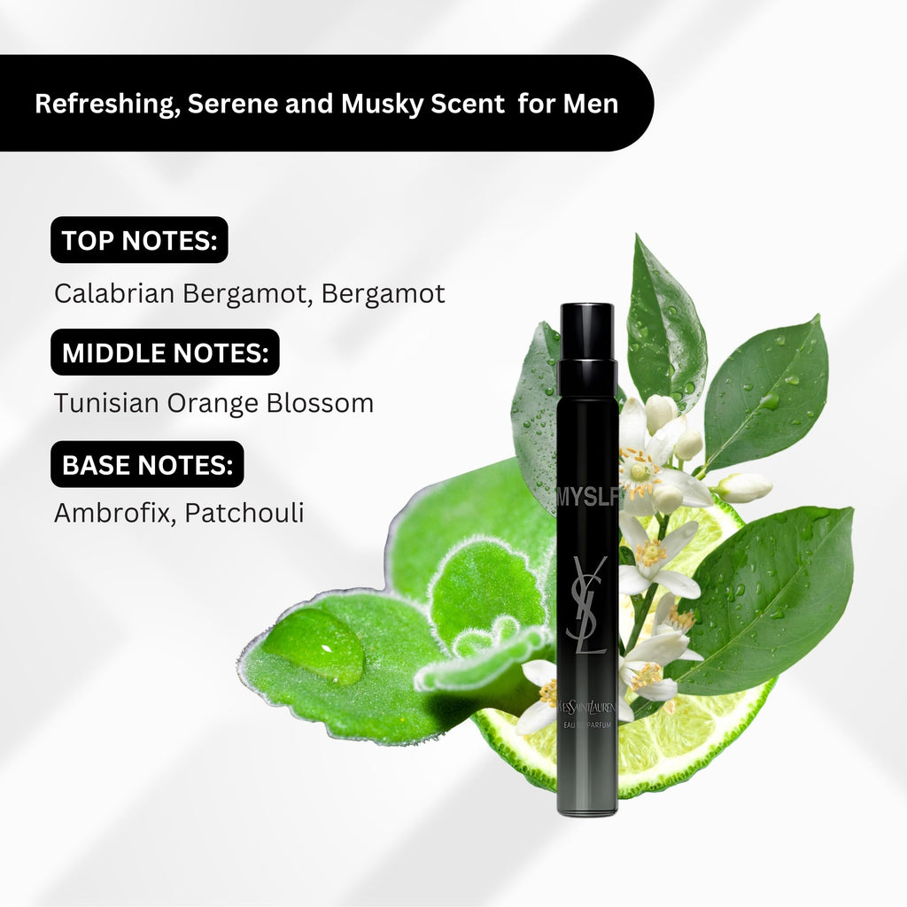 Yves Saint Laurent MYSLF EDP Travel Spray – 0.33 oz (10 ml) – Refillable Woody Floral Perfume for Women