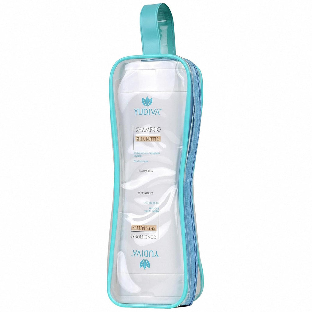 YUDIVA Dual-Chamber Shampoo & Conditioner Set with Shea Butter | Flip-Top Leak-Resistant 15.2 fl oz per side