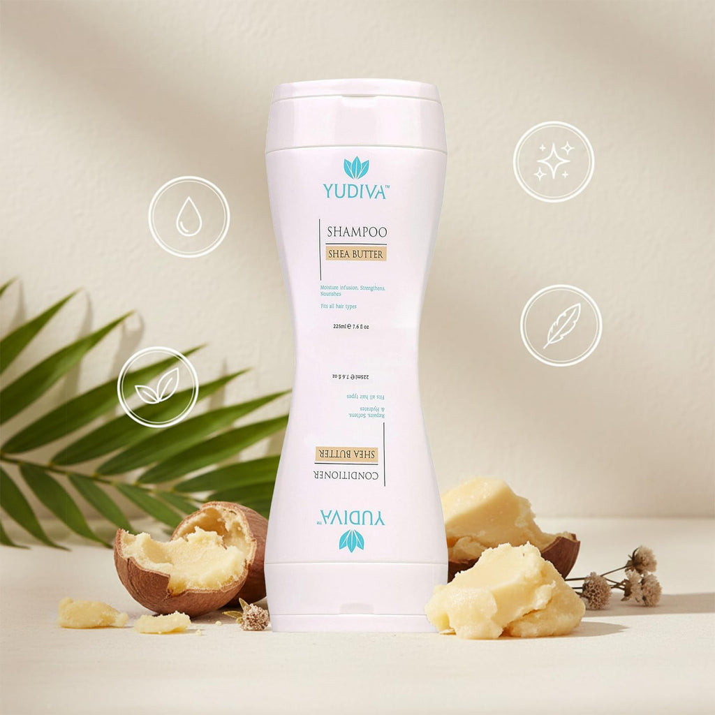 YUDIVA Dual-Chamber Shampoo & Conditioner Set with Shea Butter | Flip-Top Leak-Resistant 15.2 fl oz per side
