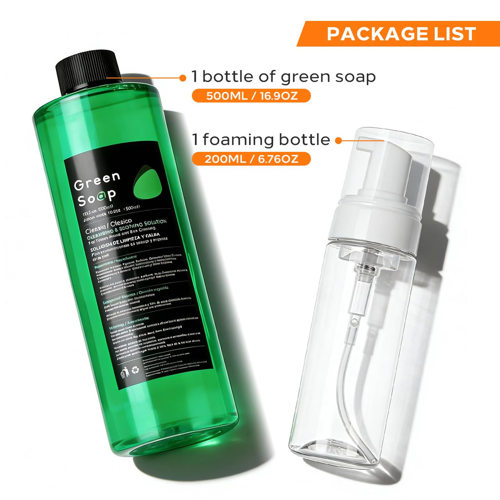 Yuelong 16.9oz Green Tattoo Soap Kit with 7oz Foam Bottle — Ultra-Concentrated Pro Cleaning