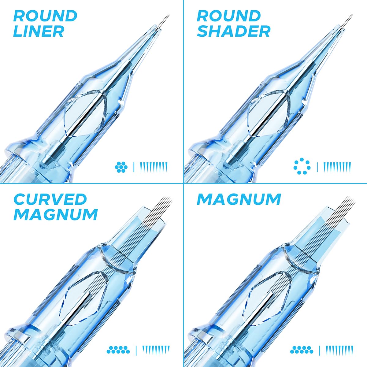 Yuelong Tattoo Cartridges Needles #12 Standard 14-Round Shader with Membrane, 20Pcs (1214RSL)