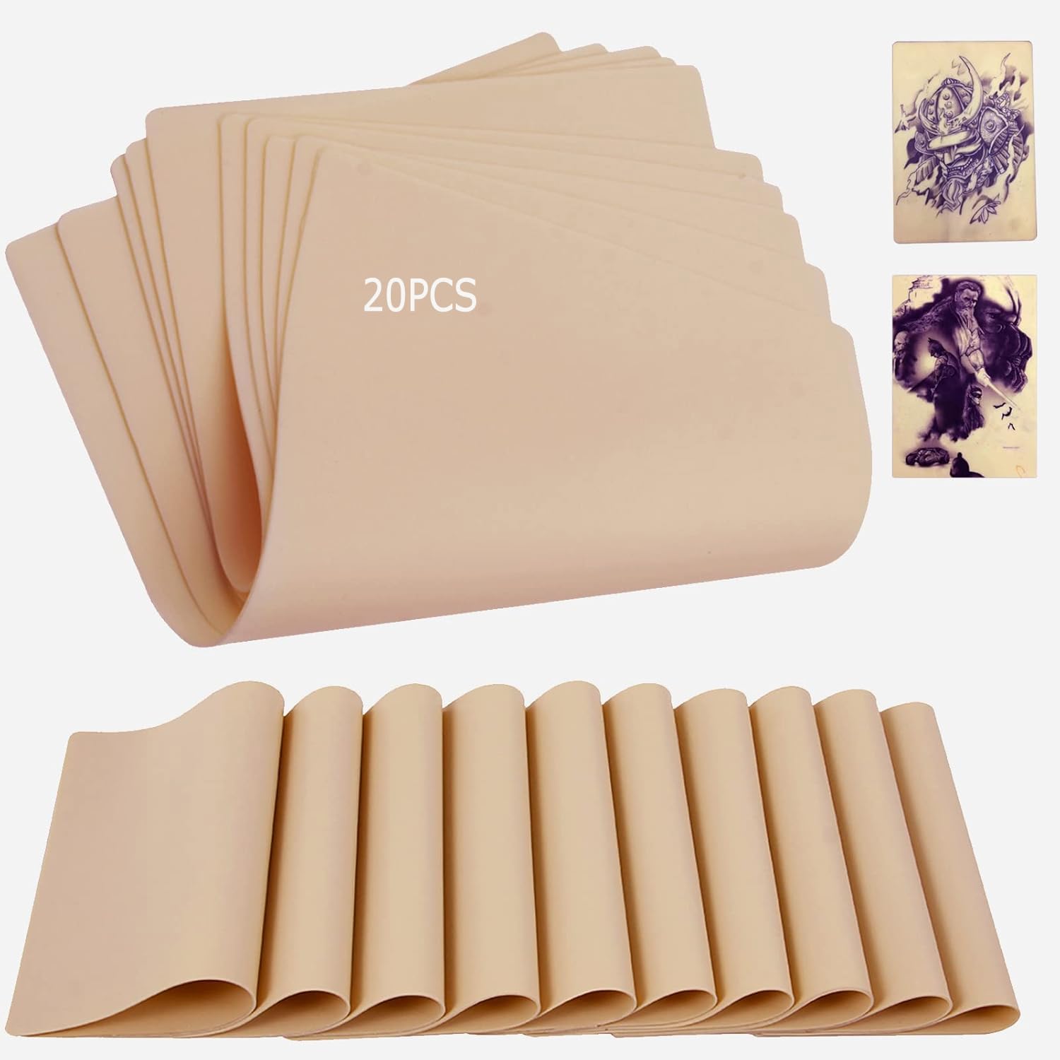 Yuelong 20Pcs Tattoo Practice Skins – Double-Sided, Realistic Practice Sheets