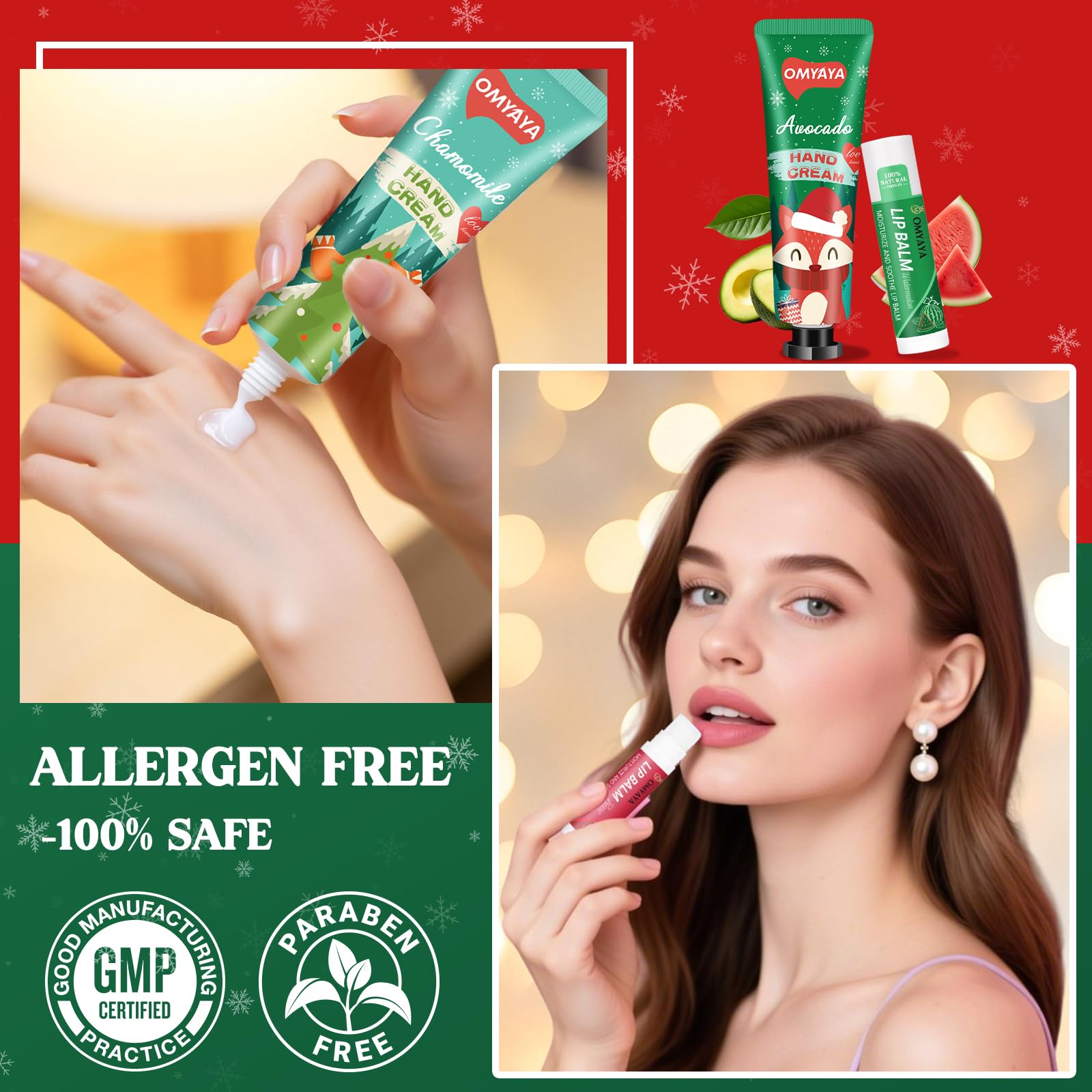 YUEONEWIN 12 Sets Christmas Bulk Gifts for Women – 48 Pcs Hand Cream & Lip Balm Set