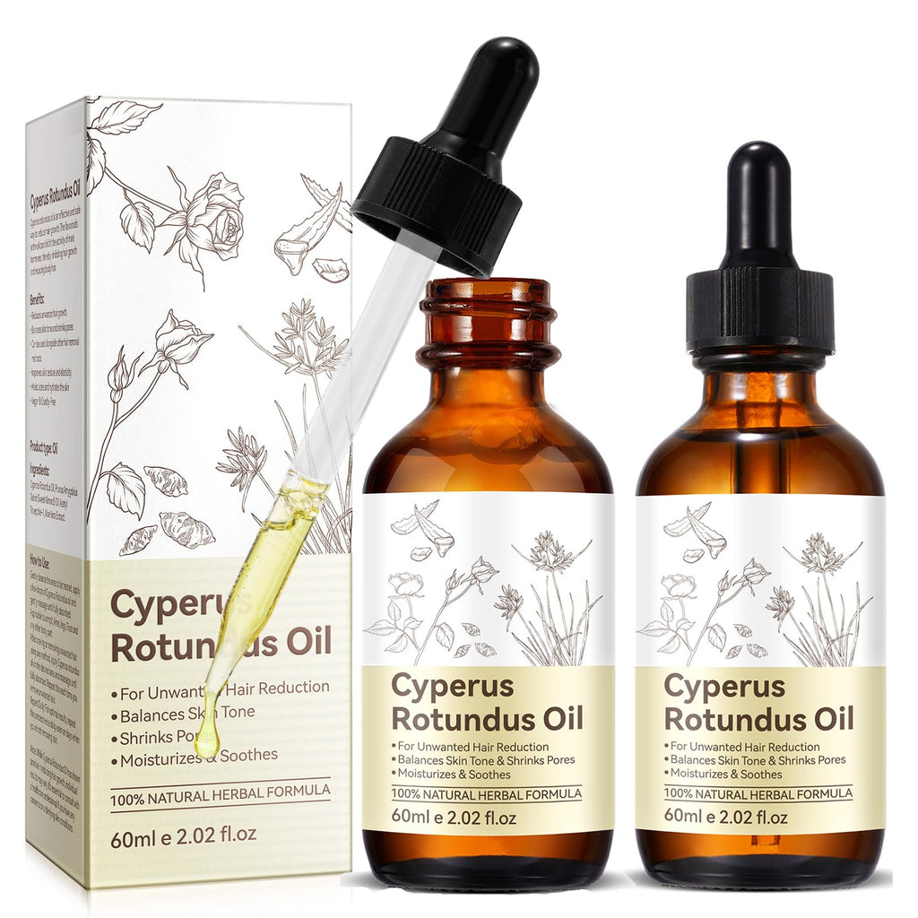 YUEPLATTNMAY 2PCS Cyperus Rotundus Oil – Natural Hair Reduction, Skin Moisturizer, All Skin Types, 2.02 Fl oz