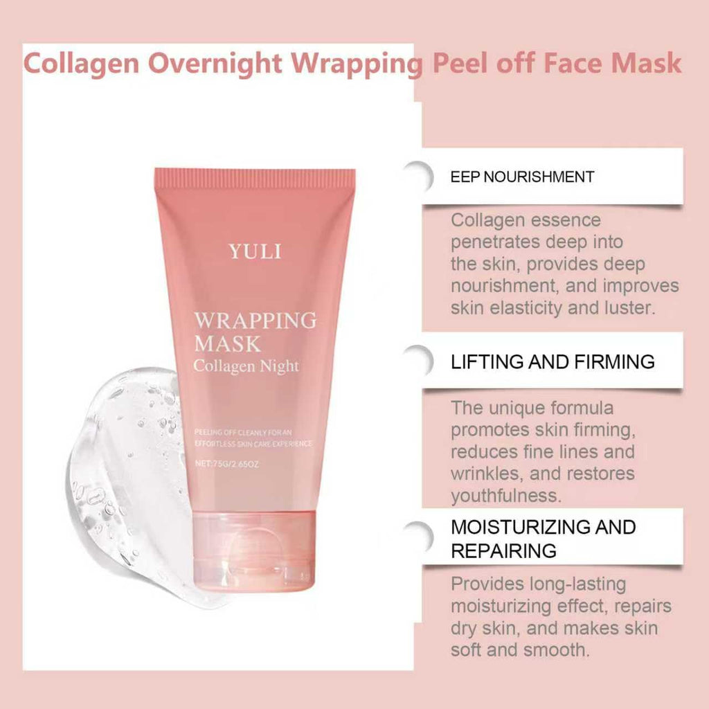 YULI Collagen Night Wrap Mask – Overnight Peel-Off Facial Mask for Hydration, 2.54 fl oz