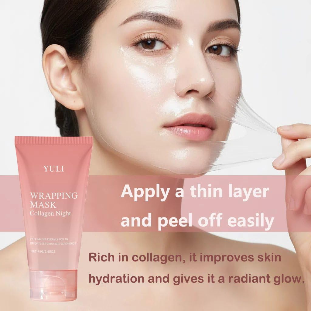 YULI Collagen Night Wrap Mask – Overnight Peel-Off Facial Mask for Hydration, 2.54 fl oz
