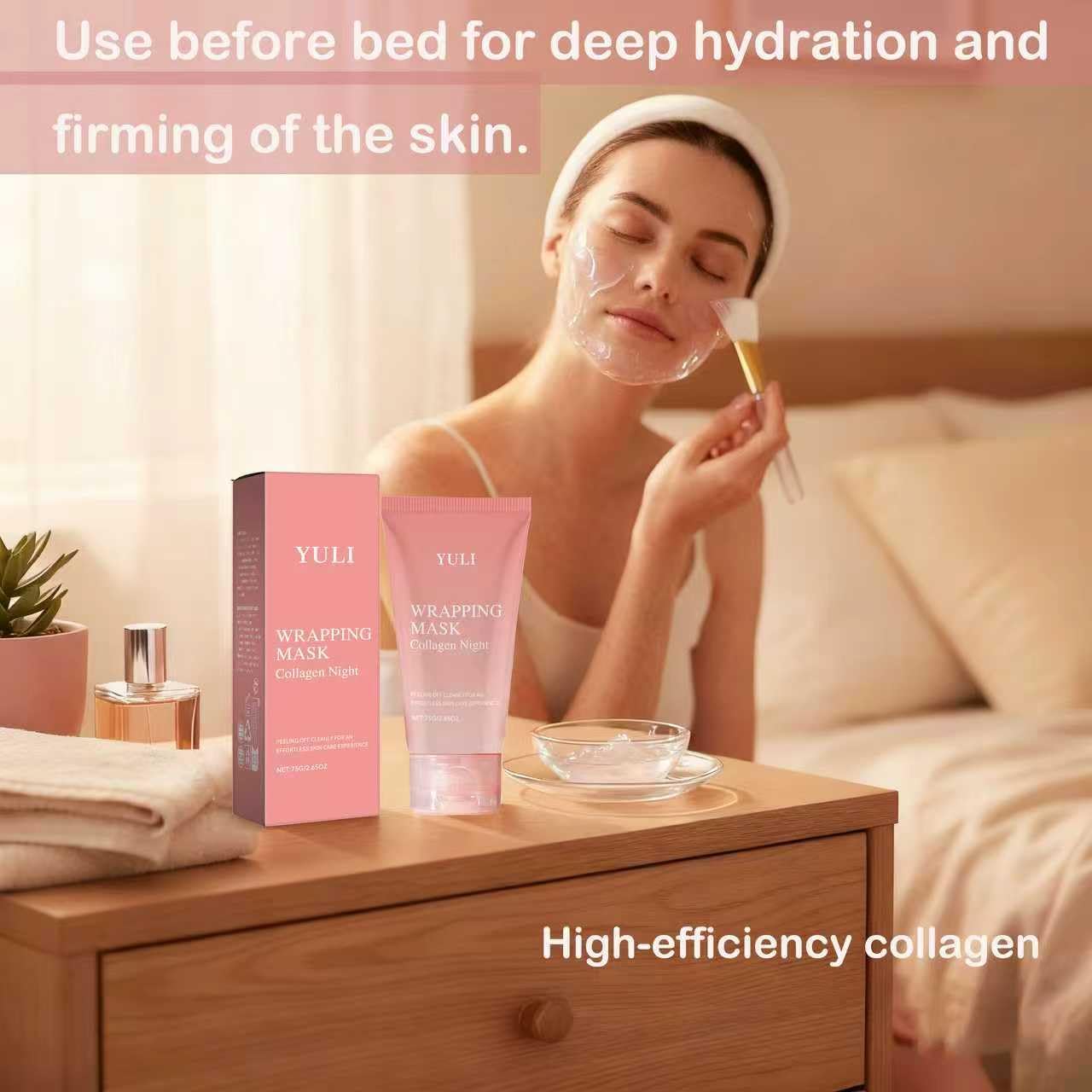 YULI Collagen Night Wrap Mask – Overnight Peel-Off Facial Mask for Hydration, 2.54 fl oz
