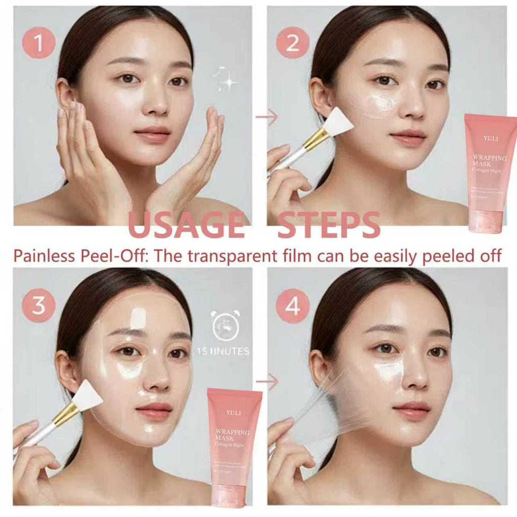 YULI Collagen Night Wrap Mask – Overnight Peel-Off Facial Mask for Hydration, 2.54 fl oz