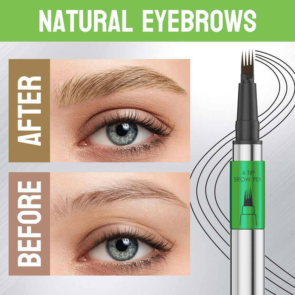 Yulinlon 4-Tip Eyebrow Pen – Waterproof 3D Natural Brows, 1ml 05 Black