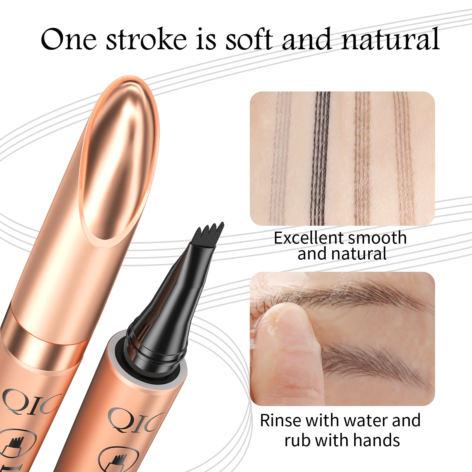 Yulinlon Q706 Eyebrow Pen – 4-Tip Precision, Waterproof & Long-Lasting (3#Grey)