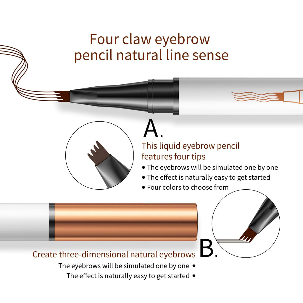 Yulinlon Q707 4-Tipped Precise Brow Pen – Long-Lasting Waterproof Eyebrow Pencil for Natural, Defined Brows | Easy to Use, Beginner-Friendly (5#Brown)