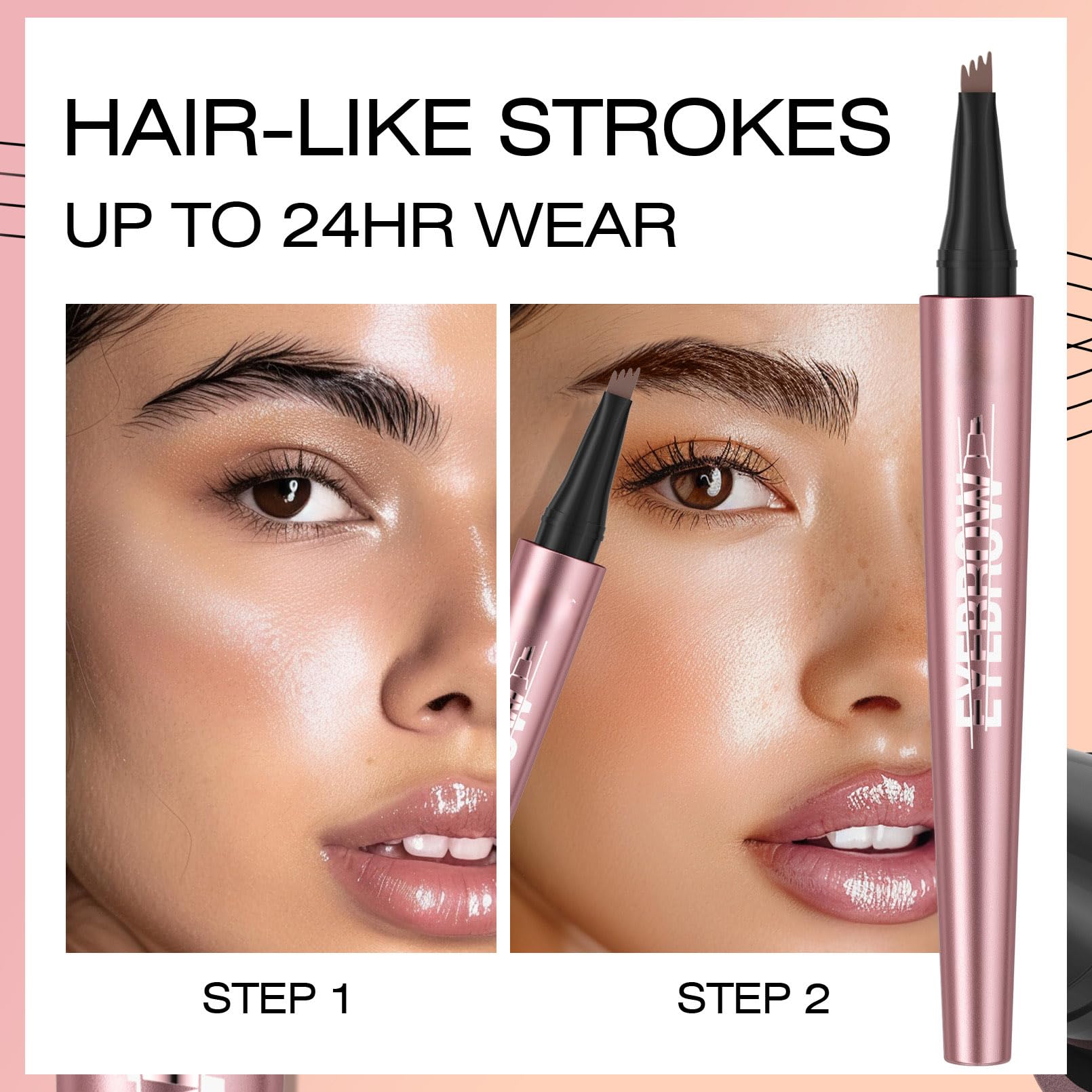Yulinlon Q708 3D Microblading Eyebrow Pencil | Waterproof, 4-Tip, All Skin Tones (Light Brown)