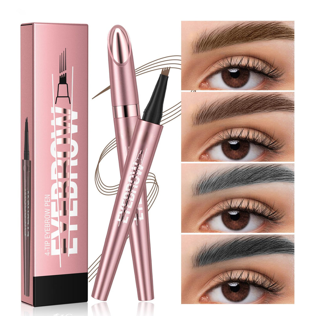 Yulinlon Q708 3D Microblading Eyebrow Pencil – Waterproof, 4 Shades, Dual-Ended with Micro-Fork Tip (3#Grey)