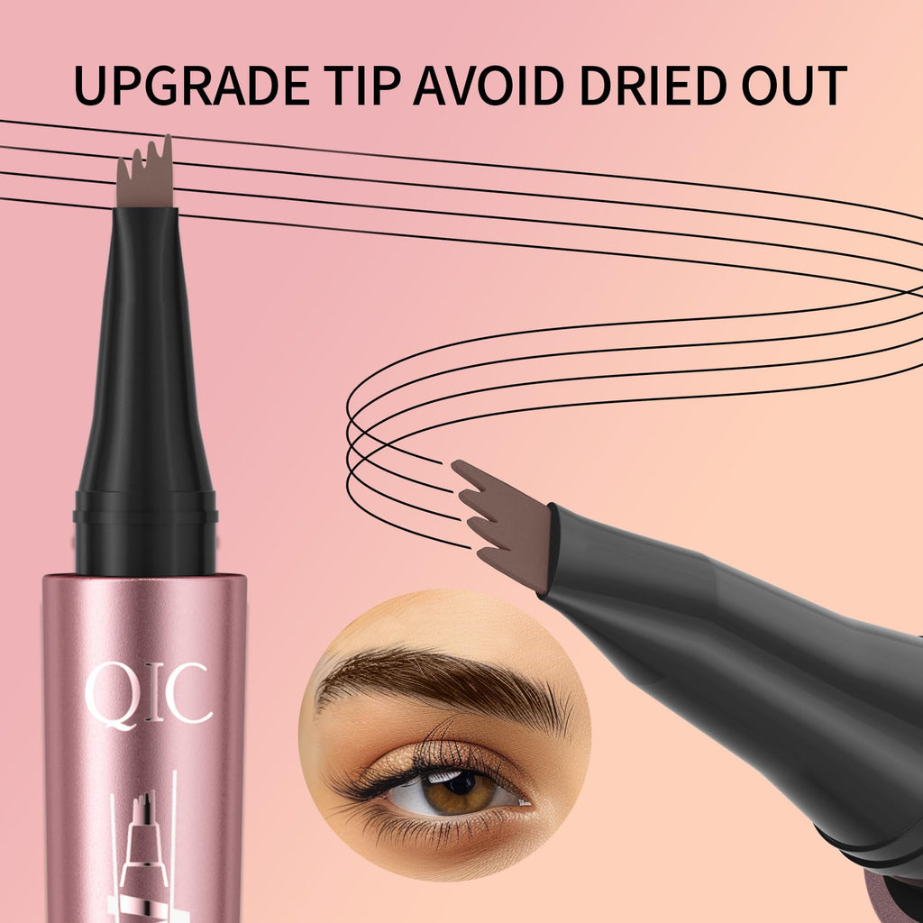 Yulinlon Q708 3D Microblading Eyebrow Pencil - Waterproof, 4-Tipped Micro-Fork, Long-Lasting (6# Black Brown)