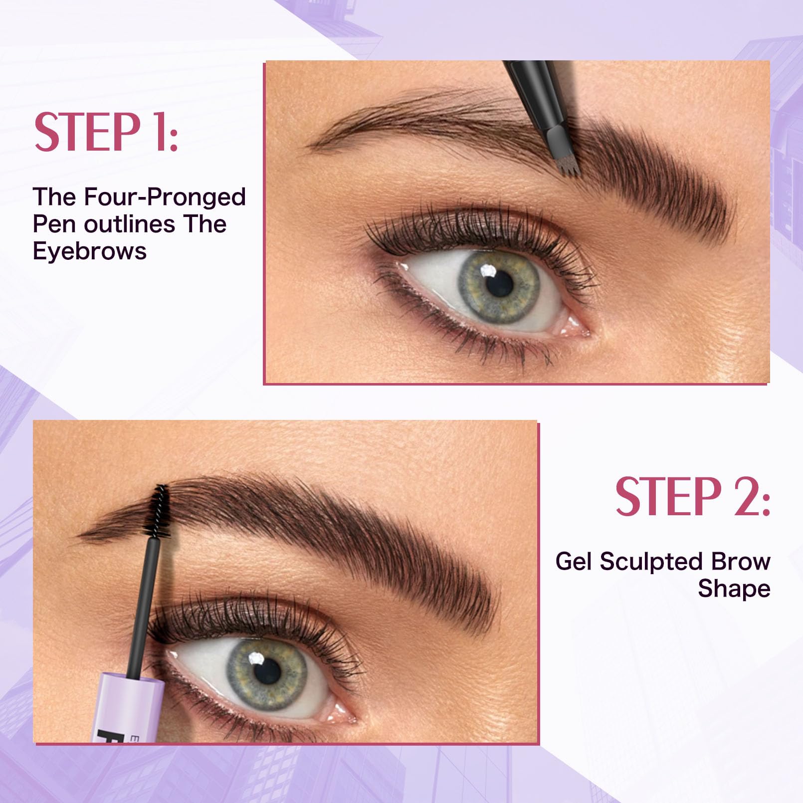 Yulinlon YuLinLon 2-in-1 Eyebrow Pen & Gel | Ultra-Precise 4-Tip | 5 Natural Shades | Waterproof Brow Kit (05# BLACK)