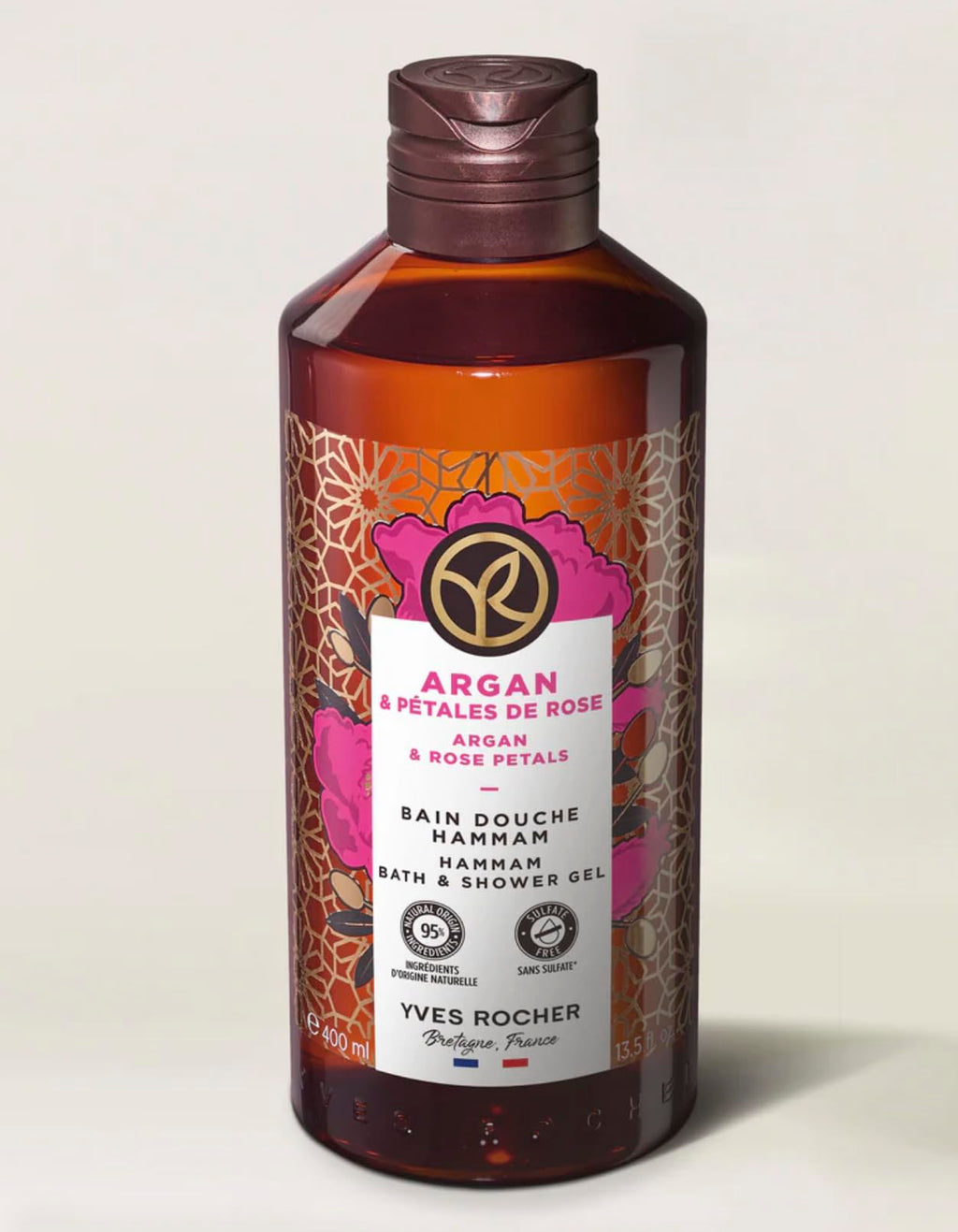 Yves Rocher Argan & Rose Petals Nourishing Shower Gel 400 ml | Sulfate-Free