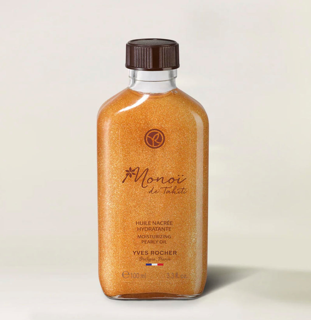 Yves Rocher Monoï de Tahiti Monoi Moisturizing Pearly Body Shimmer Oil – Lightweight Hydration & Glow