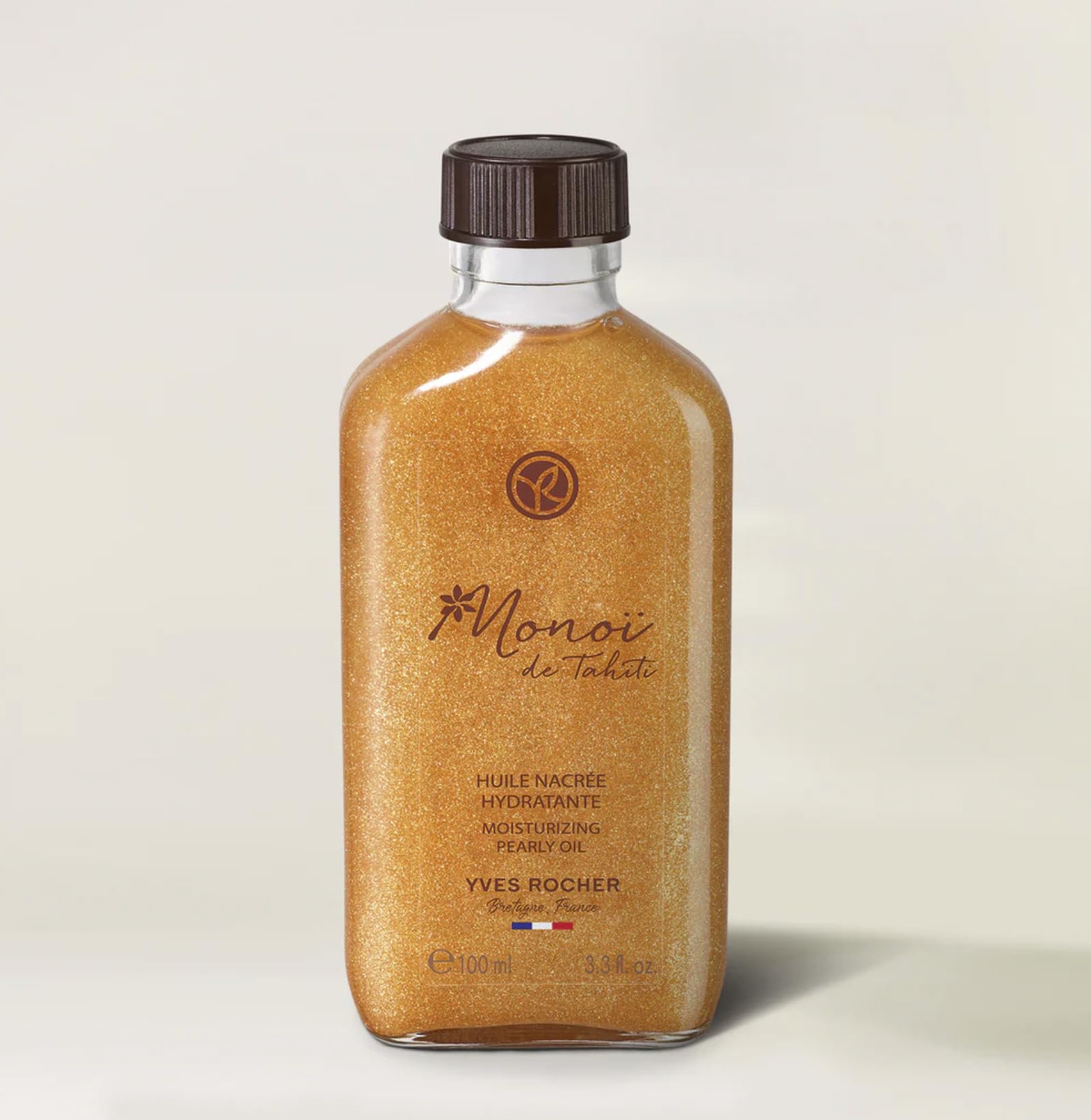 Yves Rocher Monoï de Tahiti Monoi Moisturizing Pearly Body Shimmer Oil – Lightweight Hydration & Glow