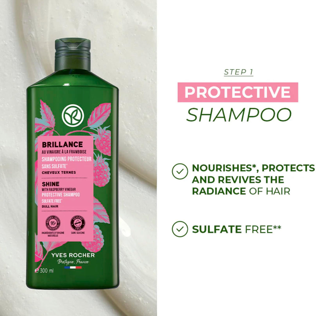 Yves Rocher Raspberry Vinegar & Shampoo Set – Shine, Silkiness & Color Boost (400 ml + 300 ml)