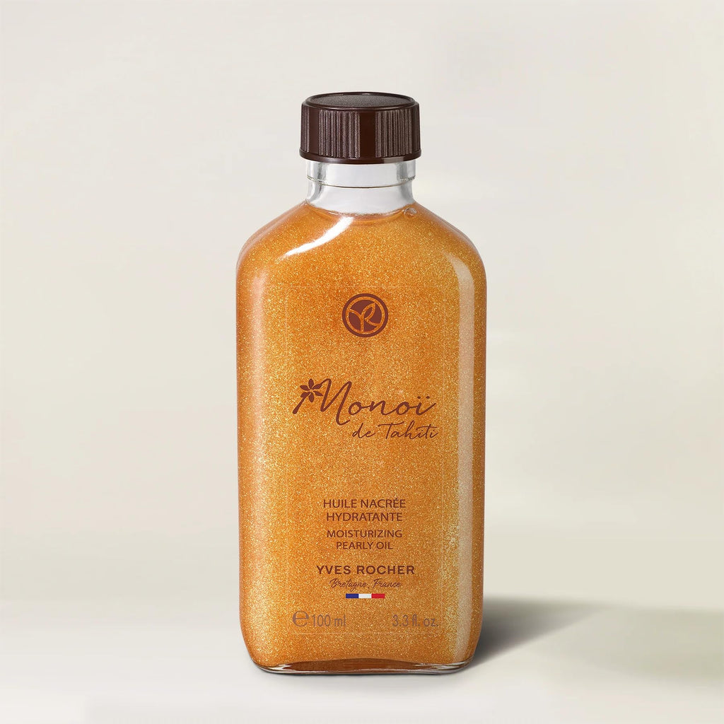 Yves Rocher Monoï de Tahiti Monoi Moisturizing Pearly Body Shimmer Oil – Lightweight Hydration & Glow