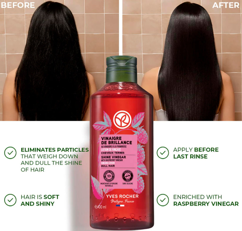 Yves Rocher Raspberry Shine Hair Vinegar – Final Rinse for Natural Shine 400 ml