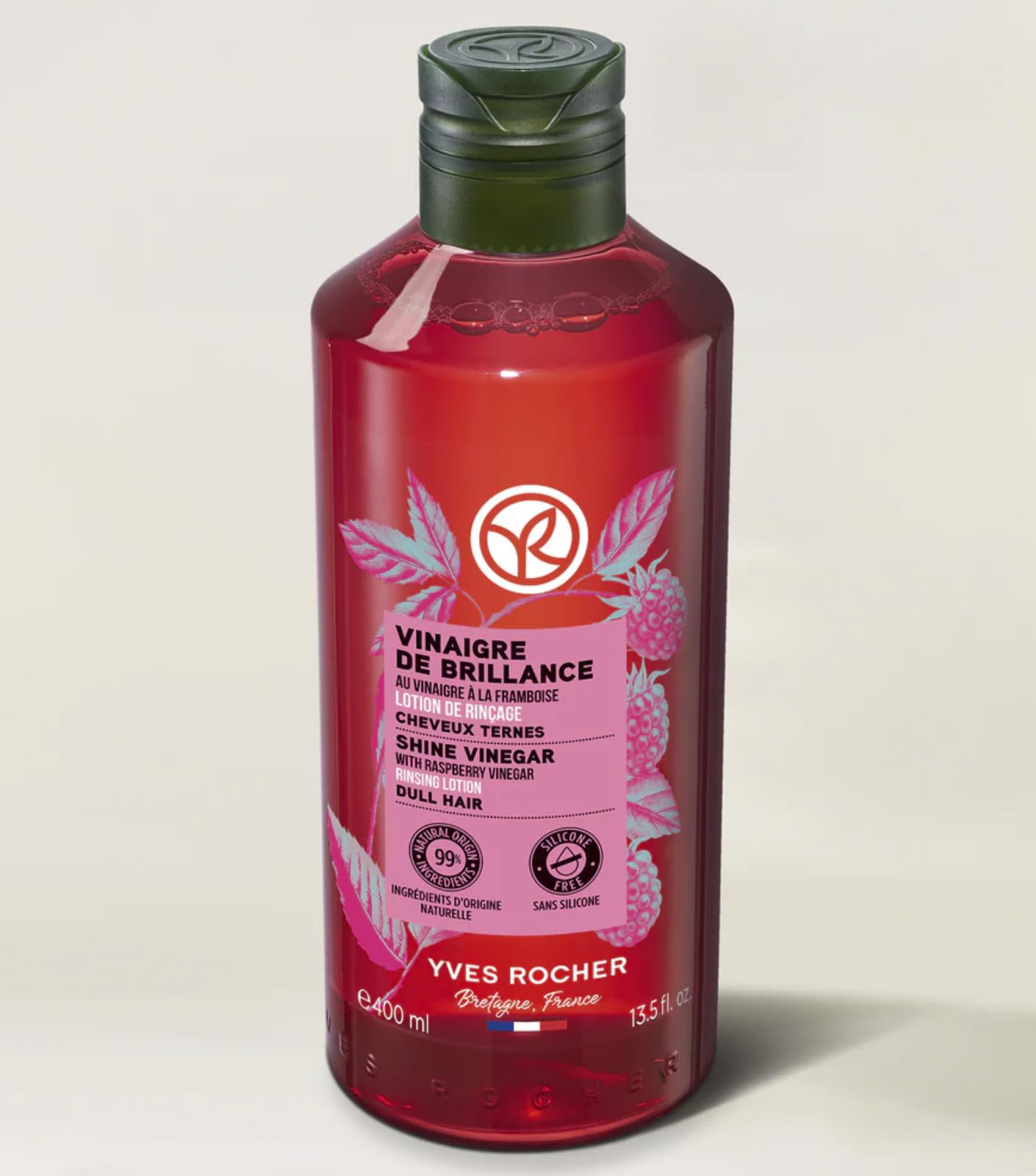 Yves Rocher Raspberry Shine Hair Vinegar – Final Rinse for Natural Shine 400 ml