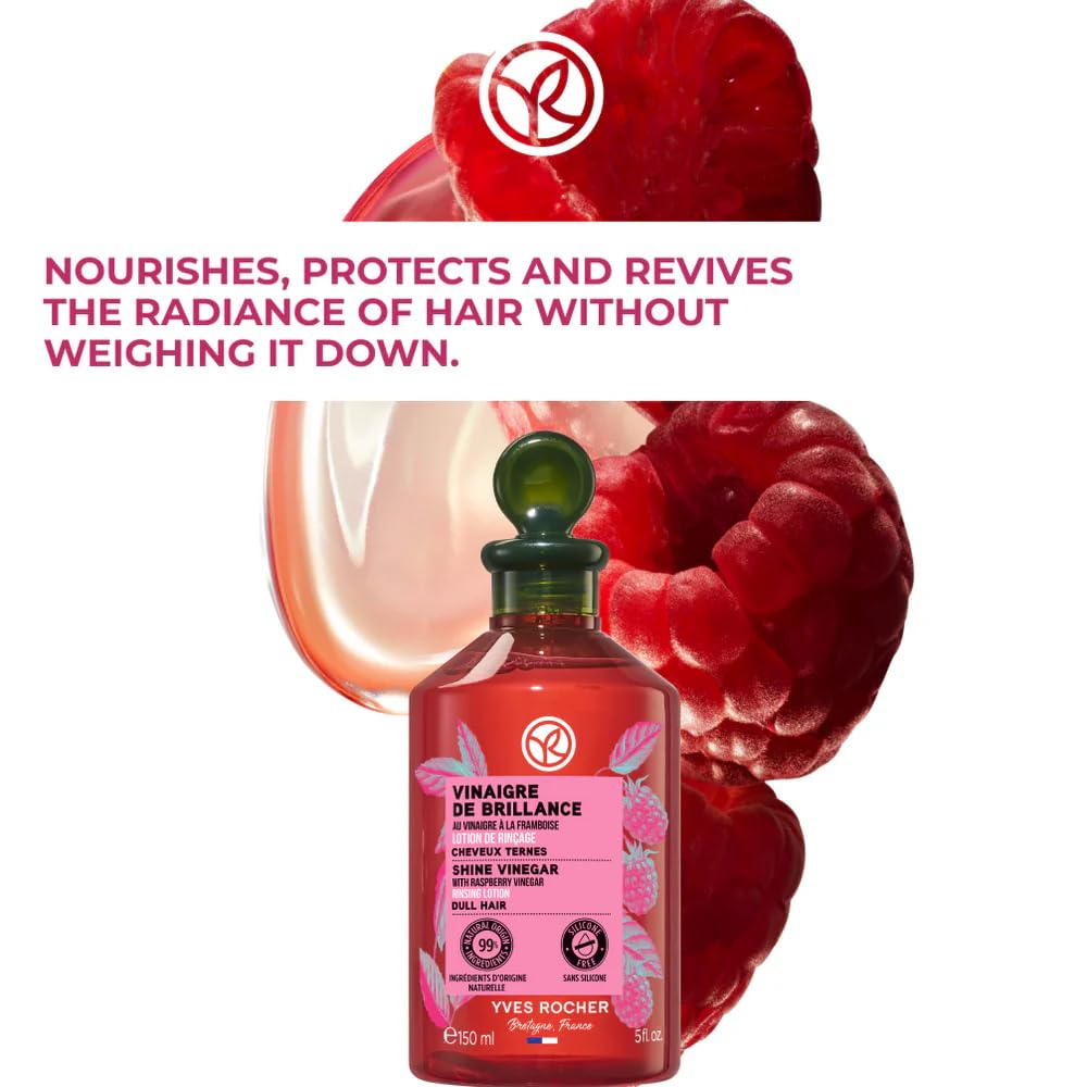 Yves Rocher Raspberry Shine Vinegar Rinse – Hair Shine & Smoothness, 150 ml