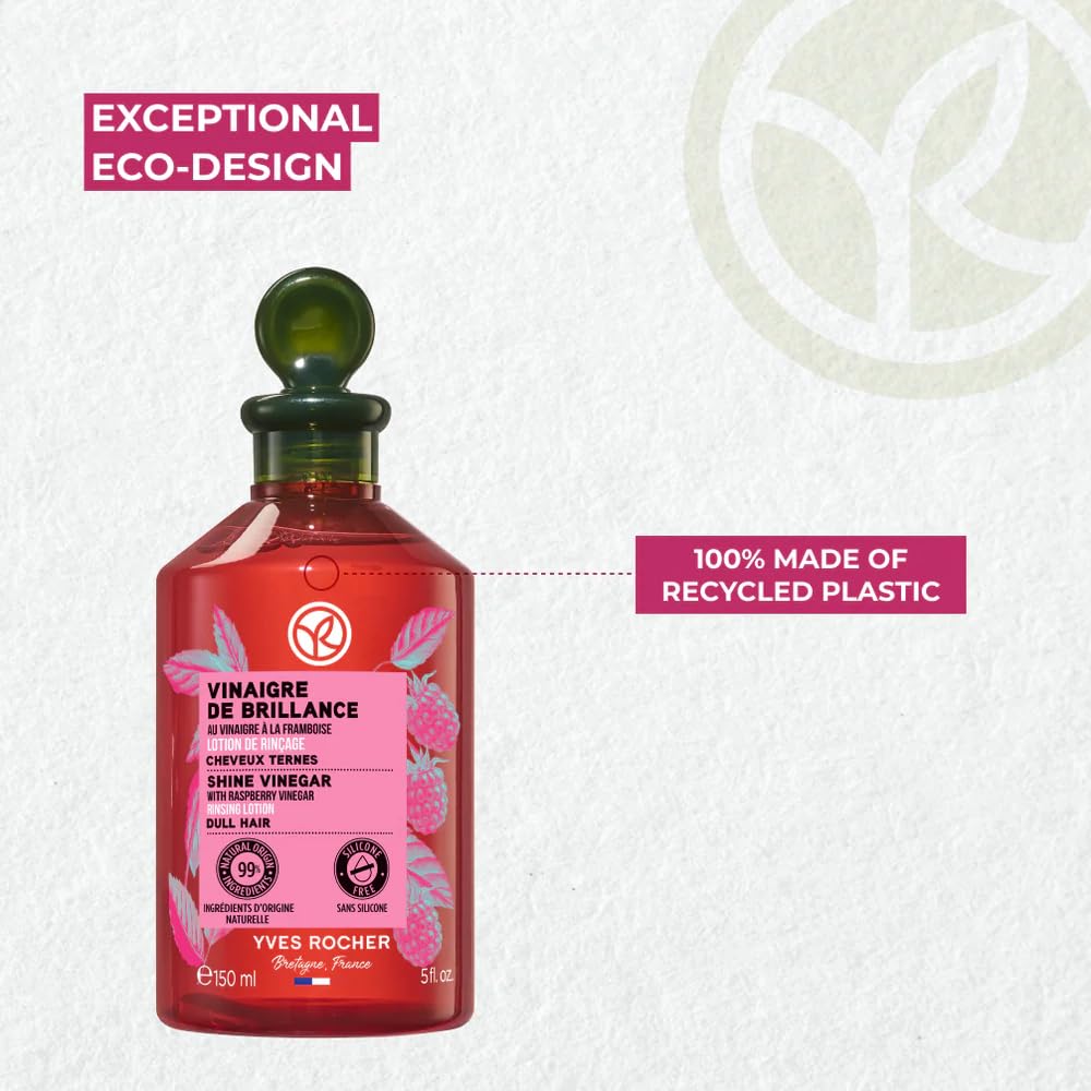 Yves Rocher Raspberry Shine Vinegar Rinse – Hair Shine & Smoothness, 150 ml