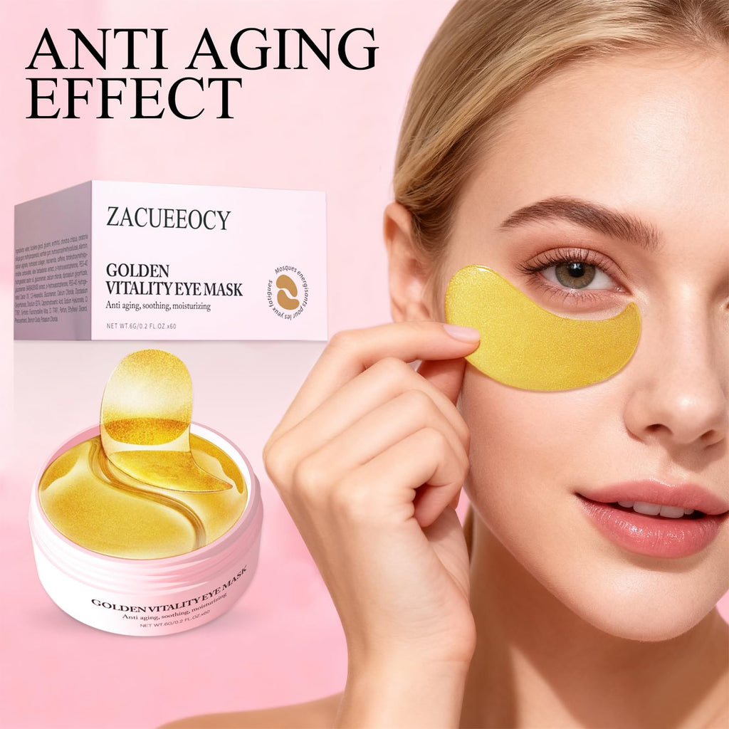 ZACUEEOCY Under Eye Mask | Peptide Collagen Hydrogel Patches for Puffy Eyes & Dark Circles | 60 Patches