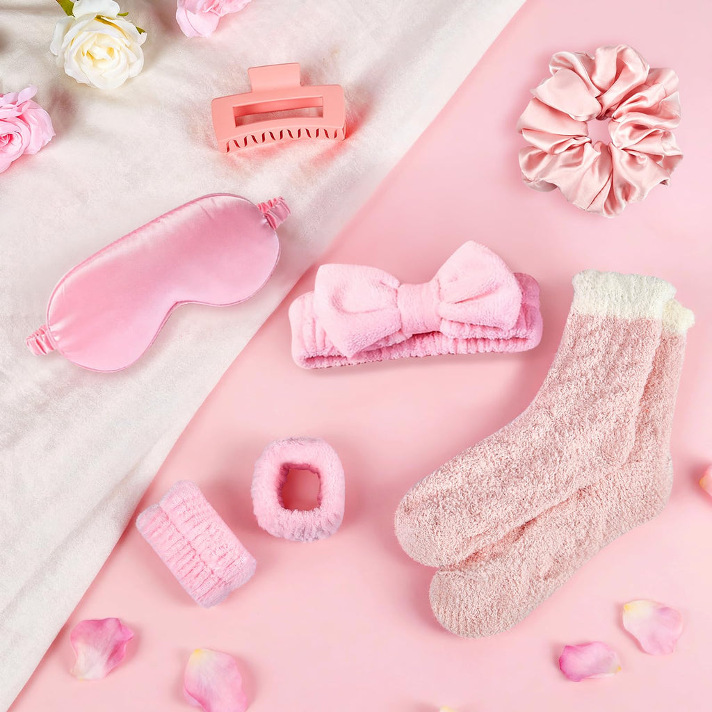 ZAHAT Mini Spa Kit for Girls – Pink Self-Care Gift Set with Eye Mask, Headband, Socks