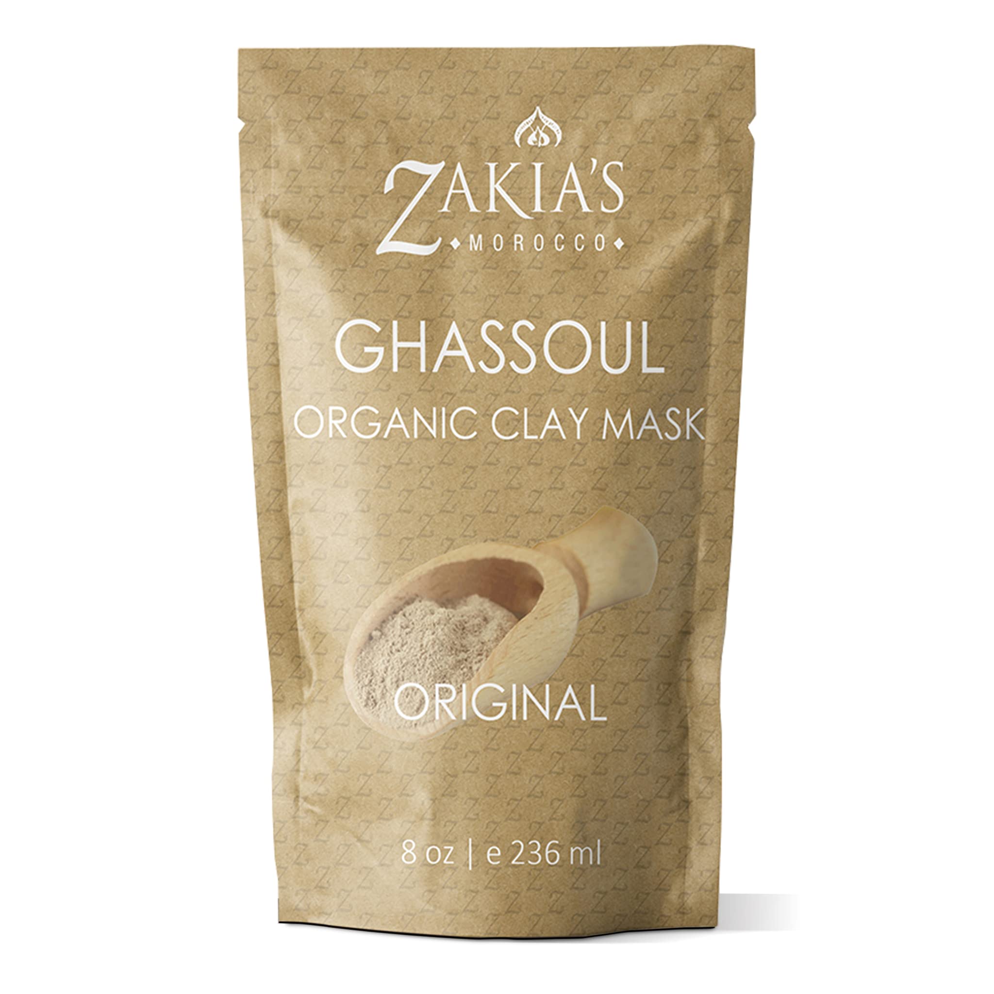 Zakia's Morocco Ghassoul Clay Mask – Organic Facial Mask (8 oz)