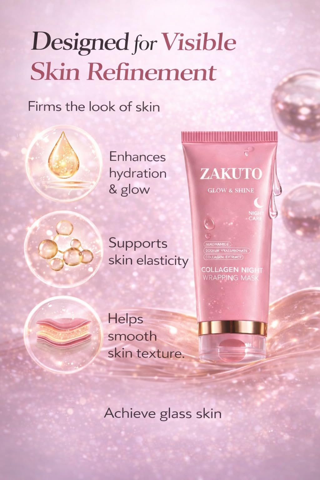 ZAKUTO Korean Formula Collagen Wrapping Mask – Overnight Peel-Off Hydration for Glass Skin