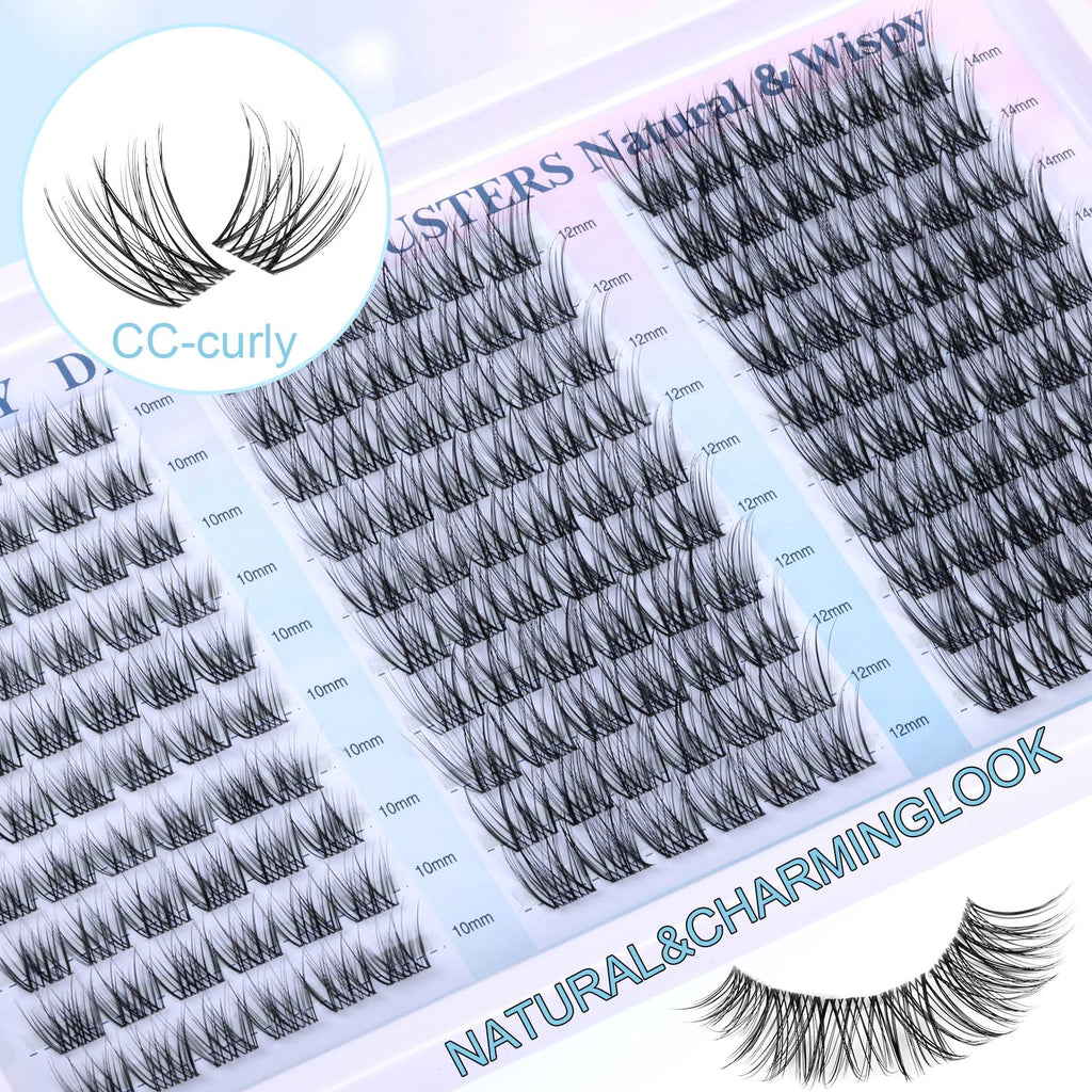 zanlufly Wispy Lash Clusters Kit – DIY Eyelash Extensions (10-14mm) with 2-in-1 Bond & Seal